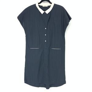Weekend Sundries Women's Size 8 Short Sleeve Collared-Neck Dress Dark Navy Blue